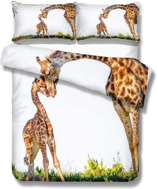 Bettwäsche-Set mit Giraffen-Motiv von Your Warm Home, Farbe Weiß, Material Mikrofaser, B/H: 90 x 200 cm - Bild 1