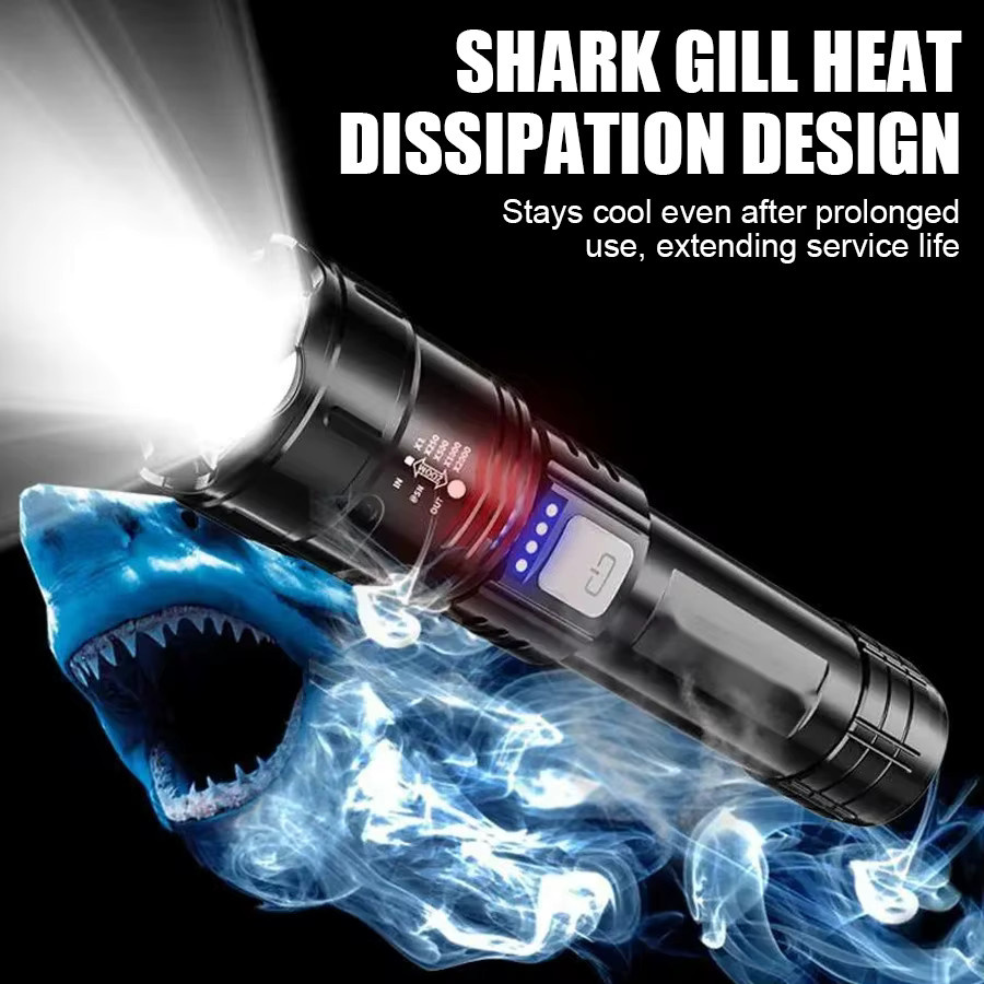 XIWANGFIRE Taktische LED-Taschenlampe in Schwarz, USB wiederaufladbar und wasserdicht - Bild 5