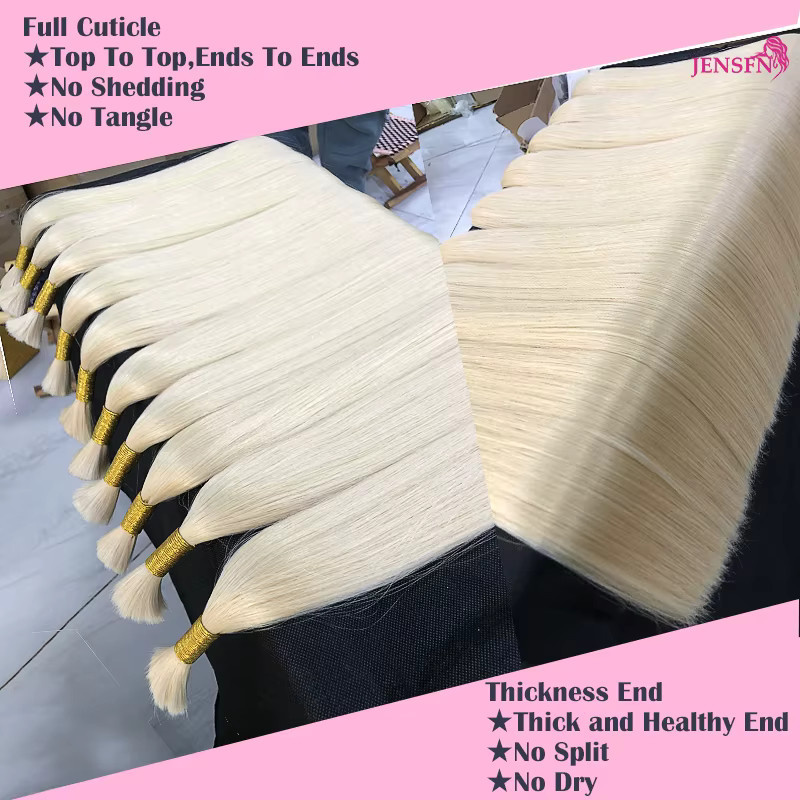 JENSFN Haarverlängerungen, 100 % Echthaar, 50 g, 613 60 braun-blond, glatt - Bild 2
