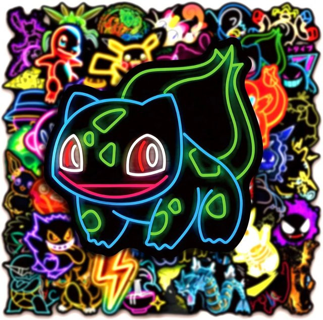 Bandai Pokémon Aufkleber, 50 Stück, Neon, PVC-Sticker - Bild 1