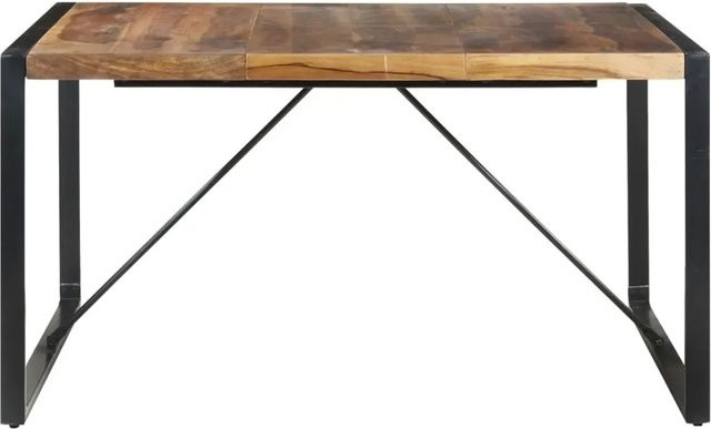 vidaXL Esstisch aus Massivholz in quadratischer Form, B/T/H: 140 x 140 x 75 cm, Farbe: Braun/Schwarz, Industrial Design mit Akazien- und Gummholz - Bild 1