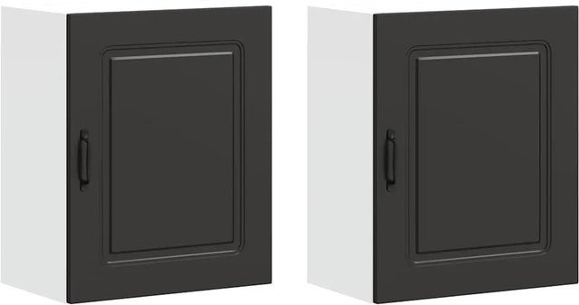 vidaXL Kalmar Küchen-Hängeschränke 2er-Set in Schwarz, matt, aus Holzwerkstoff - Bild 1