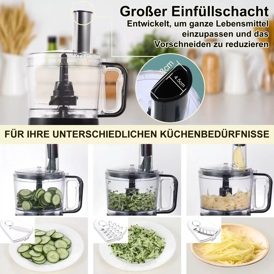 Topstrong 8-in-1 Fleischwolf Küchenmaschine mit 800W und 3 Geschwindigkeiten in Schwarz - Bild 4
