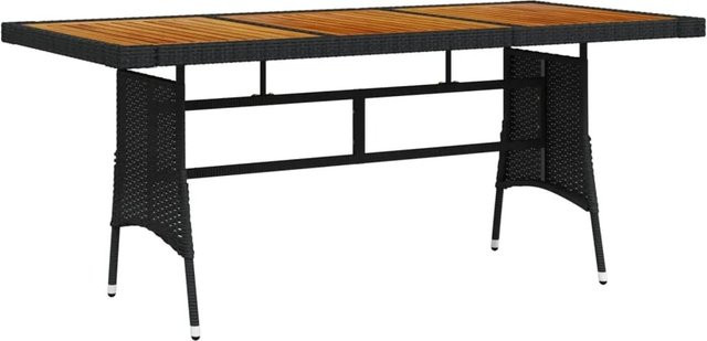 vidaXL Gartentisch in Schwarz aus Akazien-Massivholz und PE-Rattan, B/T/H: 160 x 70 x 72 cm - Bild 1