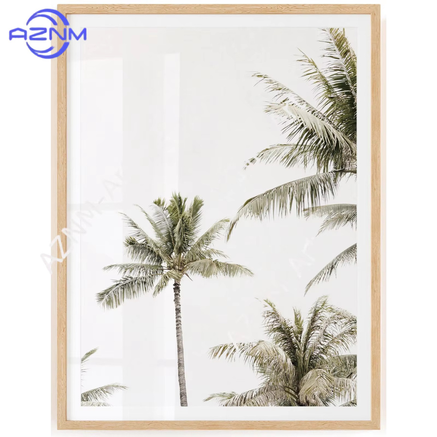 AZNM Palmen-Set mit 2 tropischen Wandkunst-Drucken als digitaler Download, mehrfarbige Naturmotive für deine Strandthemen-Dekoration - Bild 2