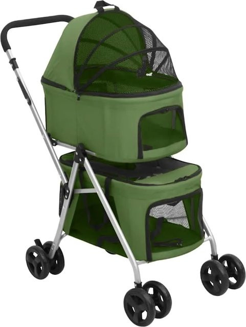vidaXL Hundewagen für 2 Hunde, faltbar, Grün, B/T/H: 83 x 48 x 97 cm - Bild 1