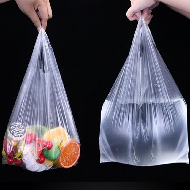 100 Stück transparente Plastiktüten mit Griff auf Rolle für den Supermarkt und zur Lebensmittelverpackung - Bild 1