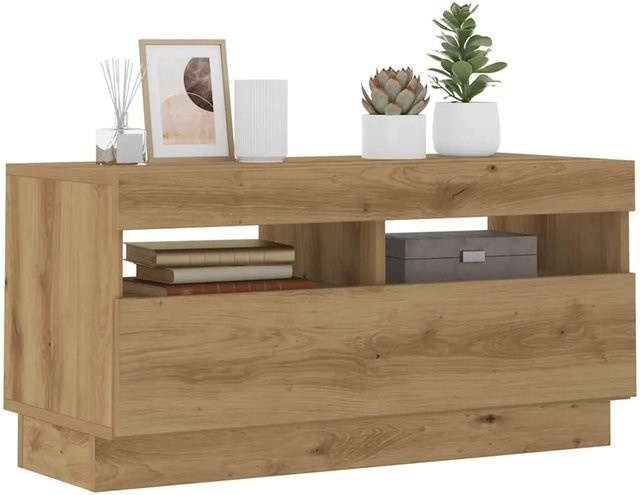 vidaXL TV-Schrank mit LED-Leuchten in Artisan-Eiche, Farbe: Braun, B/T/H: 80 x 35 x 40 cm - Bild 1