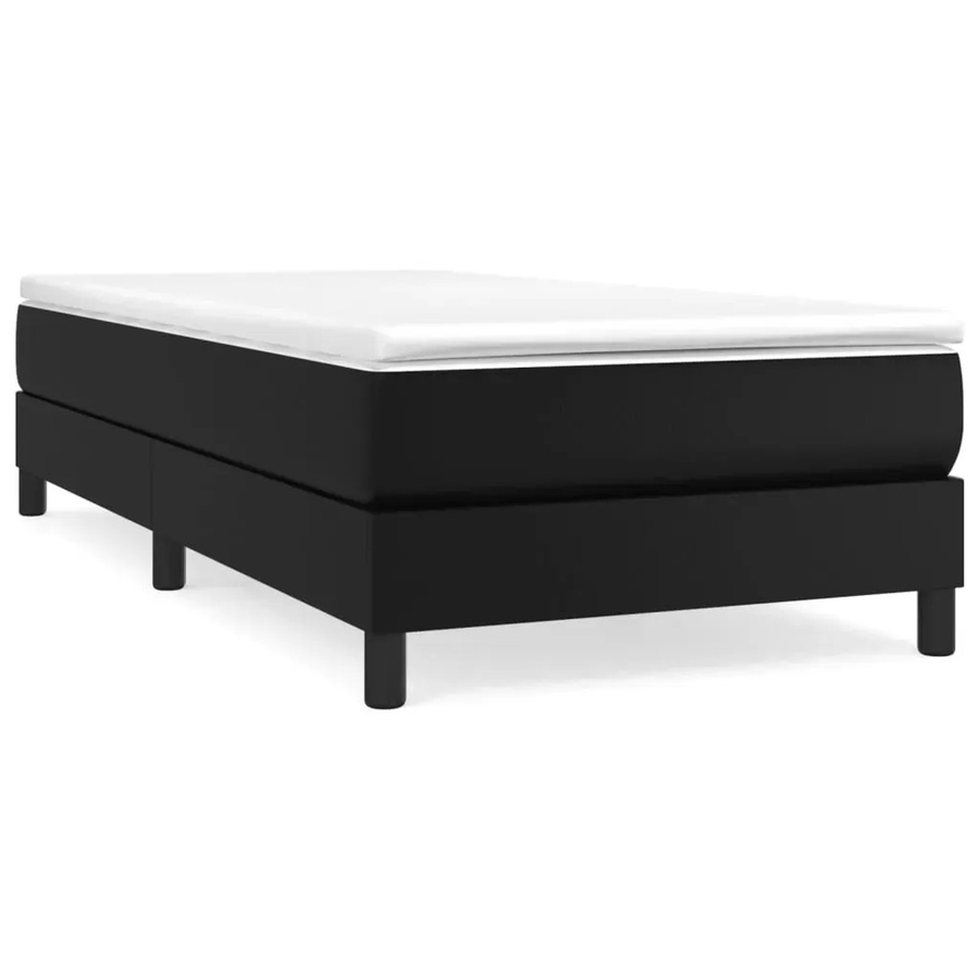 vidaXL Boxspringbett mit Matratze in Schwarz aus Kunstleder, Hybridbett mit Taschenfederkern, B/T/H: 100 x 200 x 25 cm - Bild 2