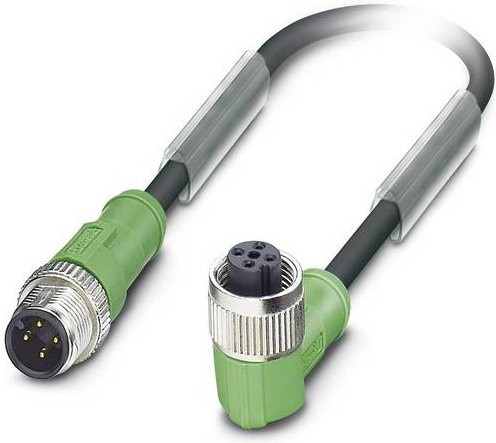 Phoenix Contact 1694253 Sensor-Aktor-Steckverbinder M12 Stecker gerade und Buchse gewinkelt, 3 Polzahl, grau-grün, Länge: 5,00 m - Bild 1