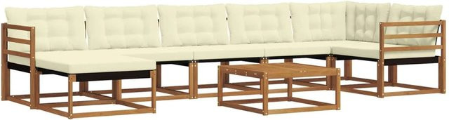 vidaXL Outdoor-Sofagarnitur 22-tlg. aus Akazienholz in Natur und Creme mit Textilene-Elementen und Polstern - Bild 1