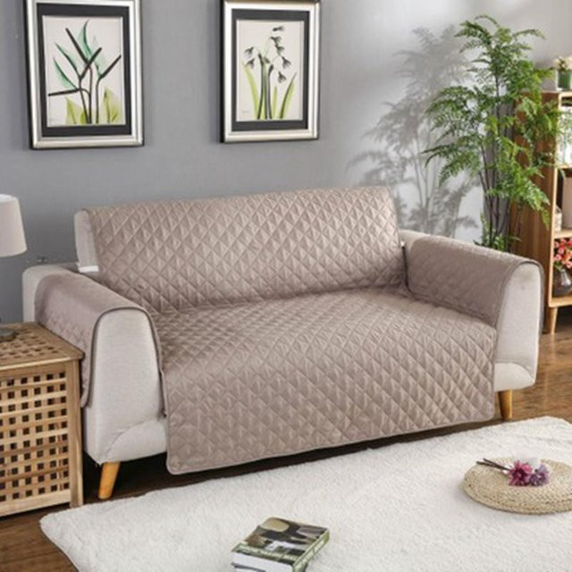 Waschbarer Sofabezug aus Mikrofaser in Beige für Sofa und Sessel, B/H: 130 x 196 cm - Bild 1