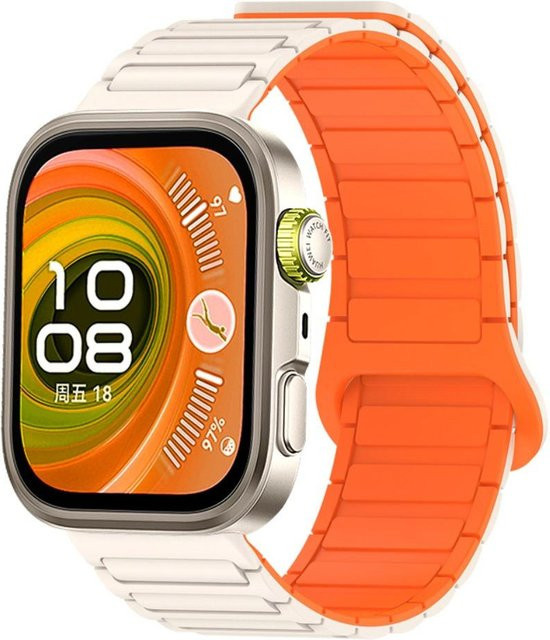 AgoodPlus Uhrenarmband Silikon, weiß/orange, Unisex - Bild 1