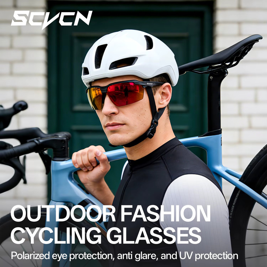 SCVCN Sportsonnenbrille, Vollrand, Kunststoff, Schwarz, Unisex, polarisiert - Bild 3