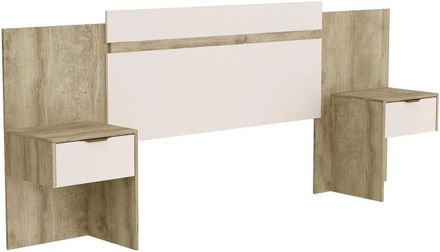 Bettkopfteil Parati mit integrierten Nachttischen und Ablage in Beige, Breite: 252 cm, Höhe: 232 cm - Bild 1
