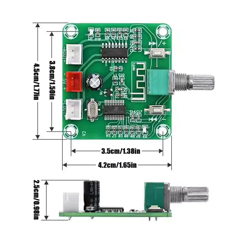 ALLOYSEED PAM8403 Bluetooth 5.0 Mini-Verstärkerplatine für DIY Wireless-Lautsprecher, 2 Kanäle, 2x5W, Grün - Bild 5