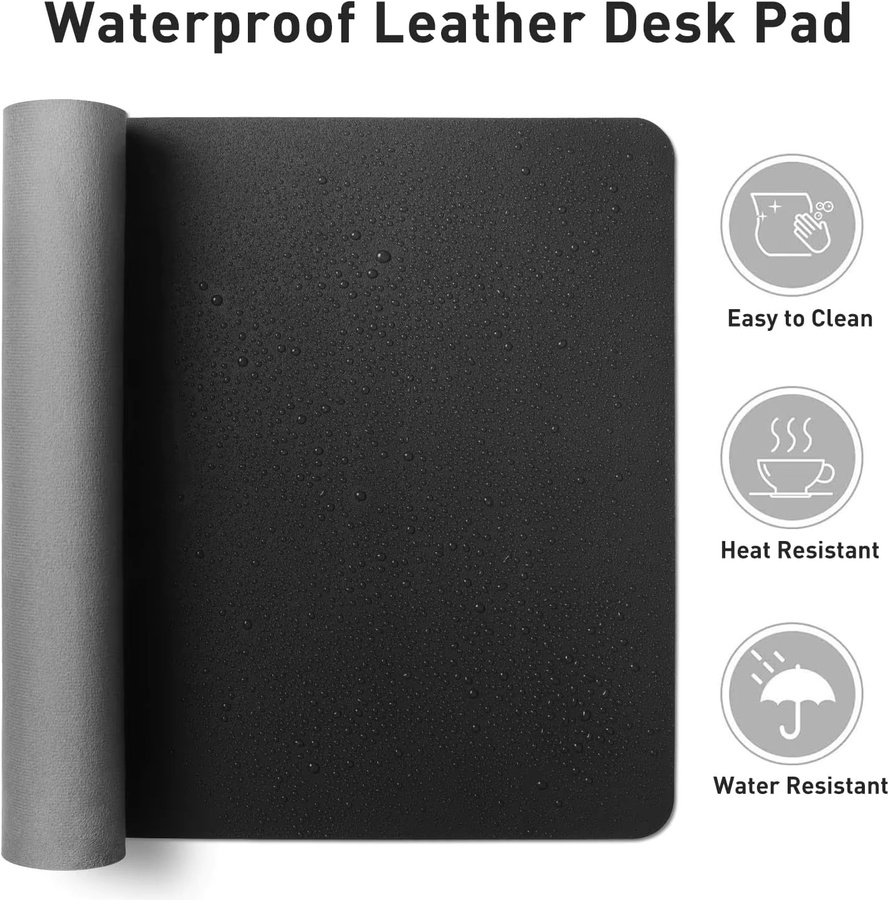 YSAGi Schreibtischunterlage aus PU-Leder in Schwarz oder Blau, rutschfestes Desk Pad für Büro und Tastatur, Breite: 60,0 cm, Tiefe: 30,0 cm - Bild 5