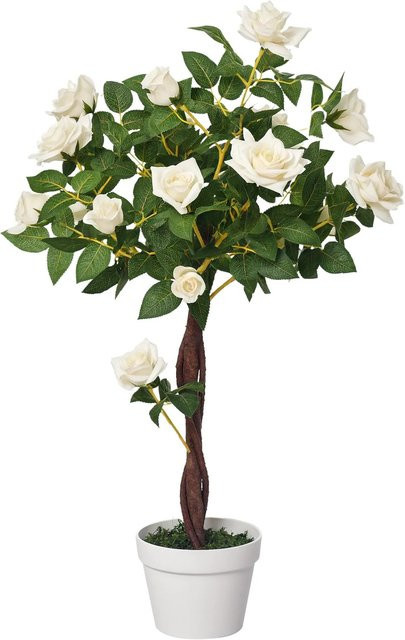 Outsunny Künstliche Pflanze Hausbaum in Weiß aus Kunststoff und Stoff, Höhe: 90 cm, Breite: 18 cm, Tiefe: 18 cm - Bild 1