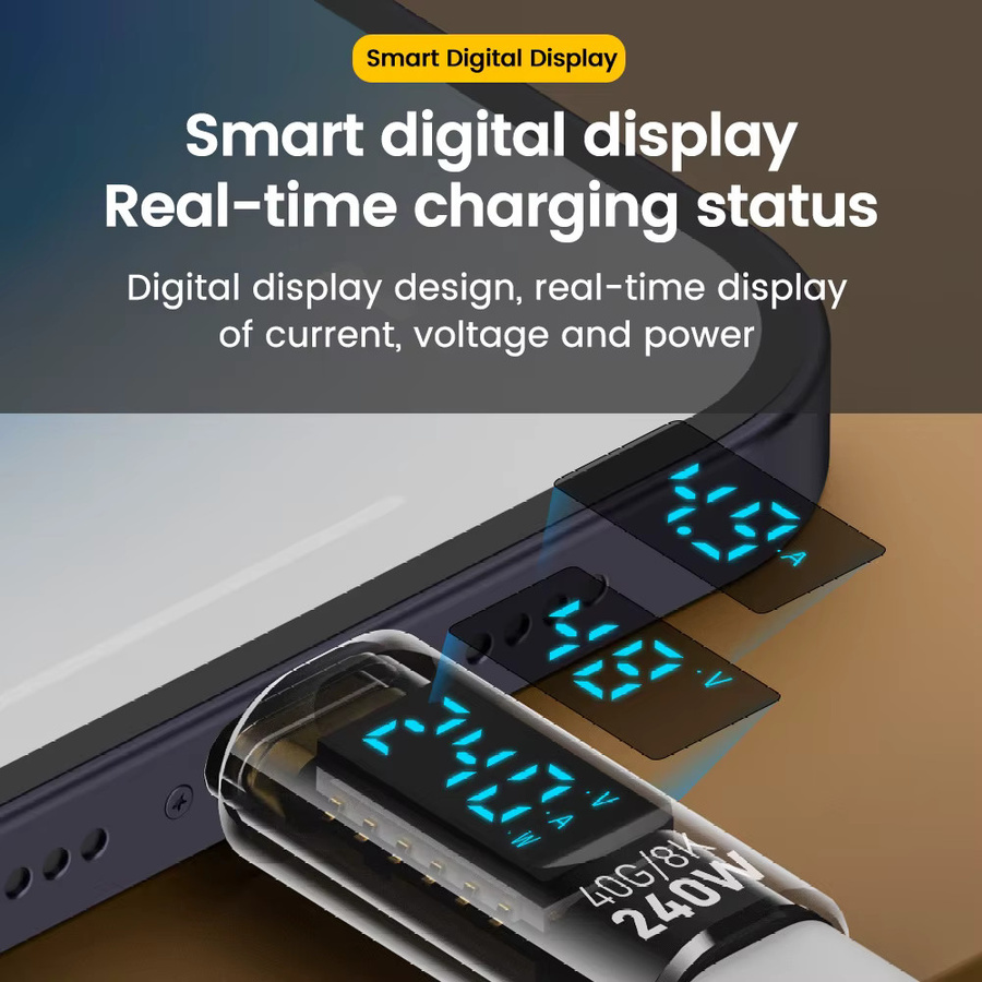 NNBILI USB4 Adapter Typ C auf Typ C mit Digitalanzeige, 240 W, 5 A, OTG und 8K Videoübertragung, Blau - Bild 5