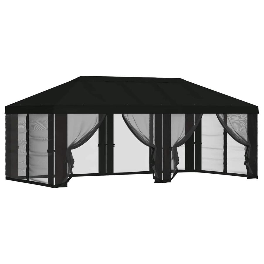 vidaXL Pavillon mit Dach und Seitenwänden aus Polyester in Schwarz, B x T: 6 x 3 m, H: 2,765 m - Bild 2