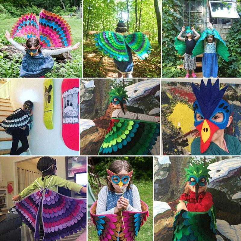 Vogel-Cosplay-Kostüm Eulen-Pfauenflügel Vogelfilz-Umhang mit Maske Unisex - Bild 3