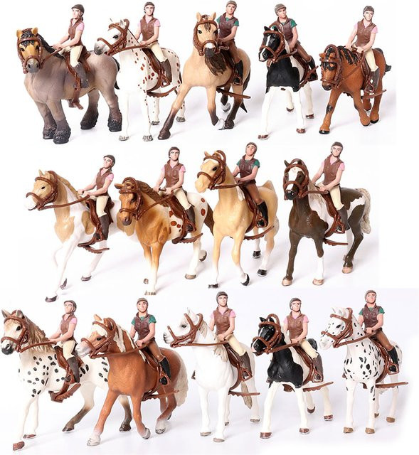 SamKaLa Horse Action Figures Horseman Rider Saddle Figurines multicolour - Bild 1