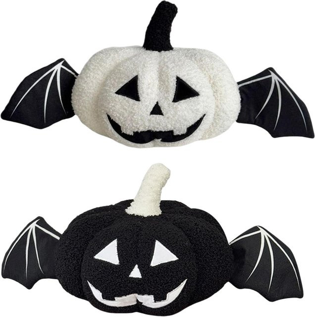 Kesoto Halloween Kürbis Wurfkissen rund in Schwarz für Party und Heimdekoration - Bild 1