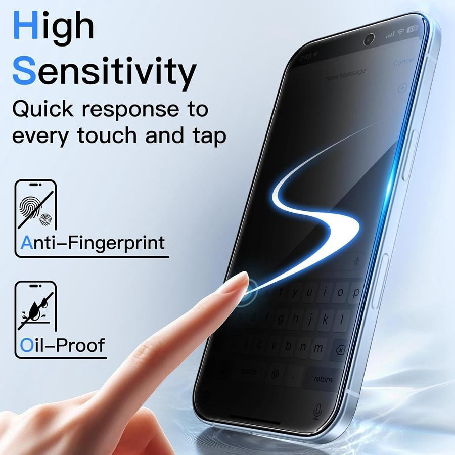 4er-Pack Anti-Spionage Panzerglas für iPhone 17, 17 Pro, 17 Pro Max und 17 Air, Blickschutzfolie mit 9H Härte in Schwarz - Bild 3