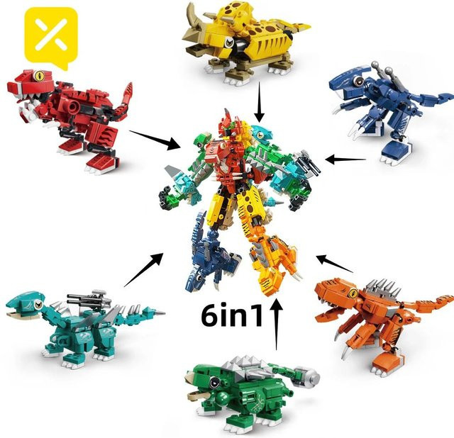 TOYLINX Dinosaurier Bausteine, Roboter, 691 Teile, grau - Bild 1