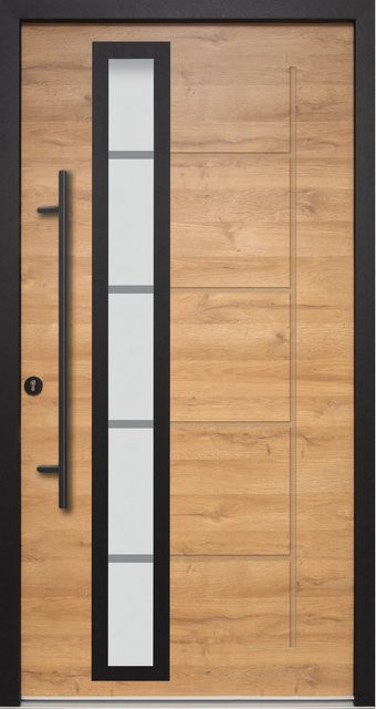 Splendoor Haustür ThermoSpace Paris Prime Woodeffect in Braun oder Schwarz mit Glaseinsatz, B: 100 cm, H: 210 cm, Anschlag Links - Bild 1