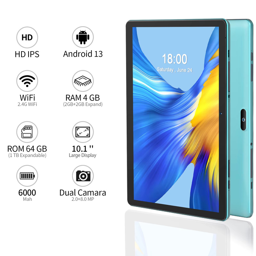 PRITOM M10 Android Tablet PC mit 10,1 Zoll HD IPS Bildschirm, 64 GB ROM, WiFi und GPS in Schwarz - Bild 2