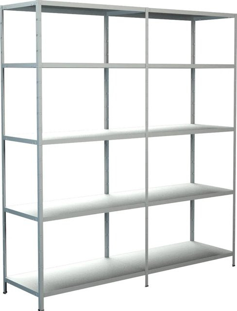 SCHULTE REGALWELT Steckregal-Set mit Anbauregal aus Metall in Weiß, 10 Fachböden, H 200 cm x B 180 cm x T 50 cm - Bild 1