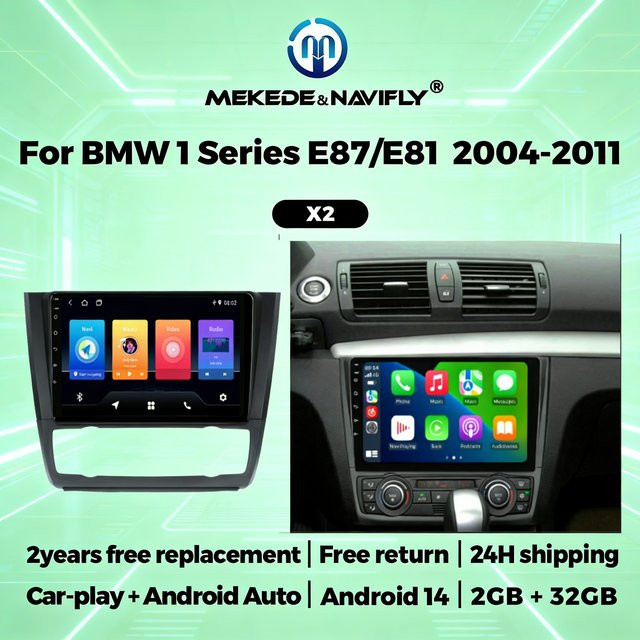 STRONGNAVI 2 DIN Autoradio mit Android Auto und Apple CarPlay für BMW 1er-Serie E81 E82 E87 E88 (2004-2011) in Schwarz mit Wi-Fi und GPS - Bild 1