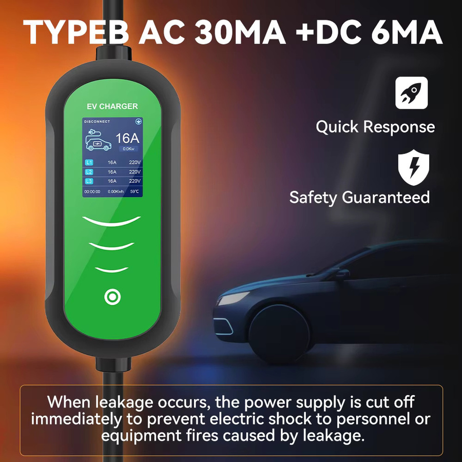 JDMEX Tragbares EV-Ladegerät Typ 2 mit 5m Kabel, 11kW, 16A, 3-Phasen, IEC62196-2 EVSE Ladebox mit einstellbarem Strom und CEE-Stecker - Bild 2