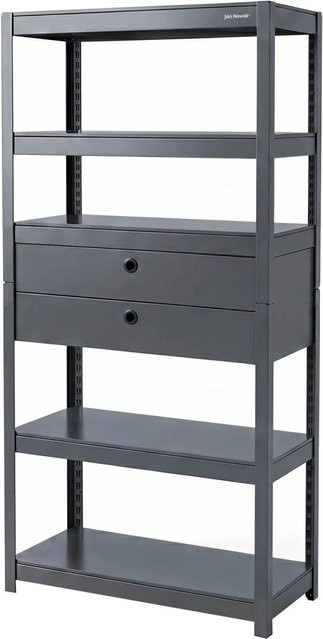 JAN NOWAK Metallregal JOHNNY mit Schubladen aus pulverbeschichtetem Stahl, Anthrazit, H x B x T: 180 x 80 x 42 cm - Bild 1