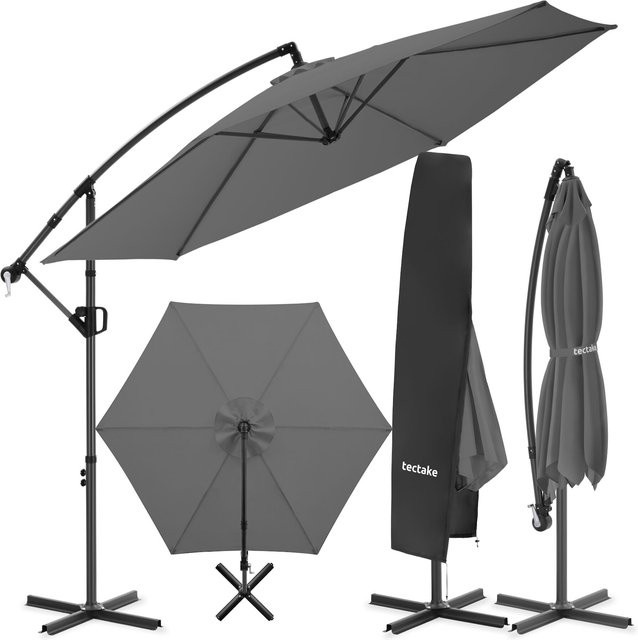 tectake Ampelschirm Artemis Grau, 360 Grad drehbar, B/T/H: 300 x 300 x 284 cm - Bild 2