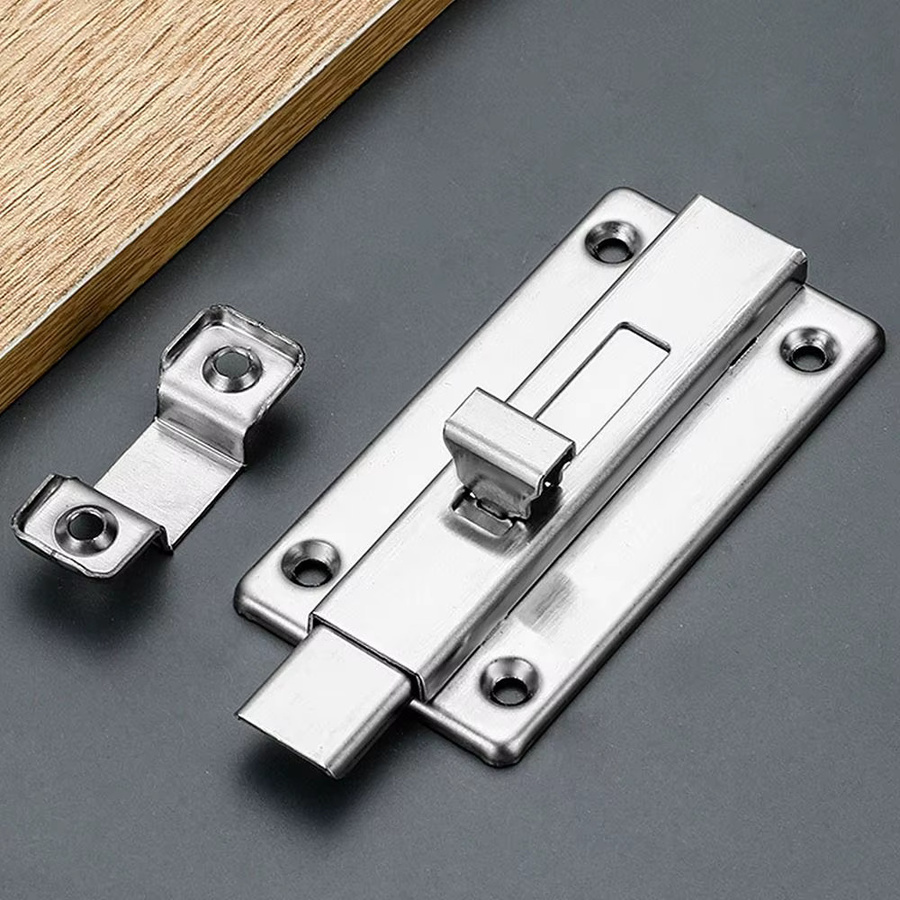 Anti-Diebstahl-Türriegel aus Edelstahl in Silber als Sicherheitsschloss für Türen, Fenster und Holztore - Bild 4