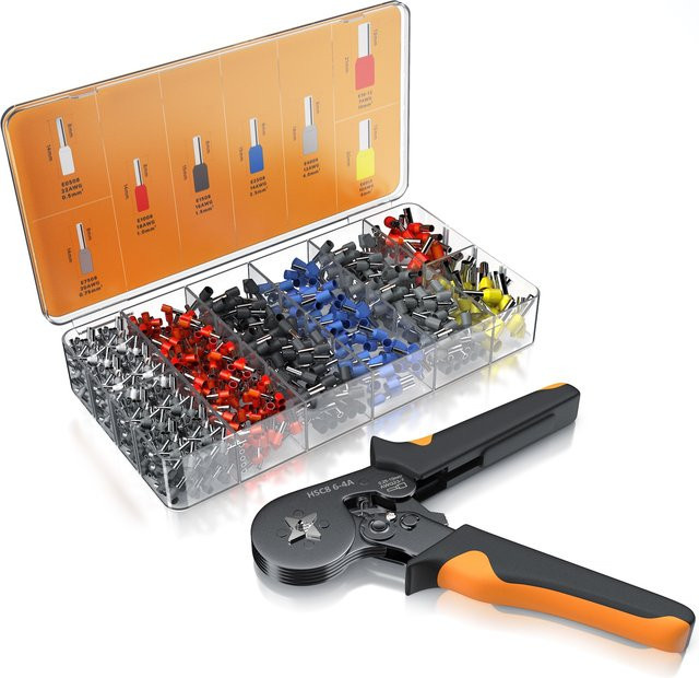 Brandson Crimpzange mit 1200 Aderendhülsen Set in Multicolor für 0,25 mm2 bis 10 mm2 - Bild 1