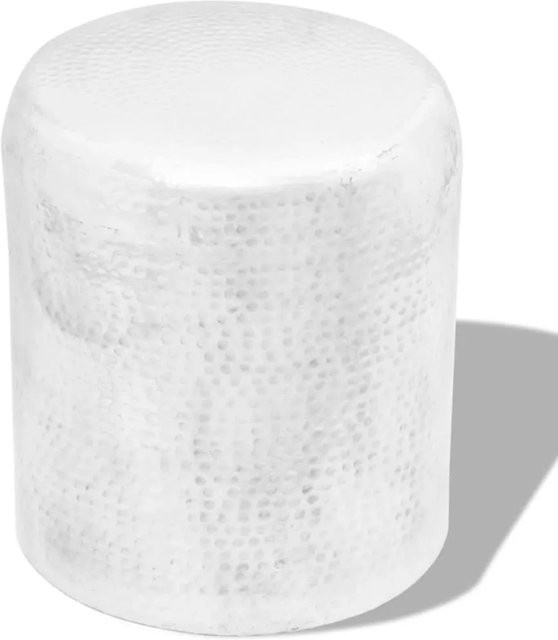 vidaXL Hocker und Beistelltisch aus gehämmertem Aluminium in Silber, rund und rustikal, B/T/H: 36 x 36 x 47 cm - Bild 1