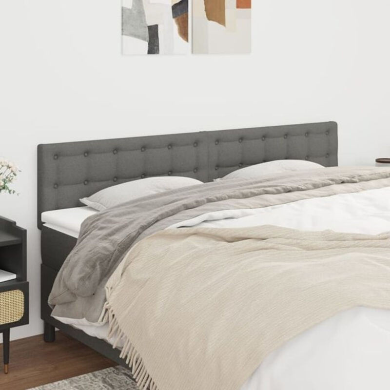 Vidaxl Kopfteile 2er Set in Anthrazit und Grau, Modernes Design aus Stoff, B/H: 100 x 78/88 cm, Tiefe: 5 cm - Bild 1