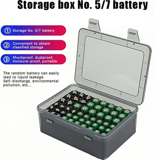 ESHYLALA Batterie-Organizer Aufbewahrungsbox für 54 AA und AAA Batterien, transparent - Bild 1