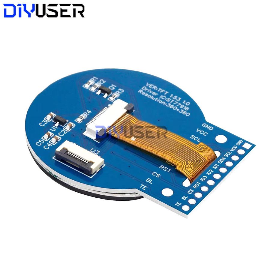 DIYUSER 1,53 Zoll rundes TFT-LCD-Display 360 x 360 ST77916 QSPI-Schnittstelle Farbbildschirm in Blau für Smart Watch DIY - Bild 2