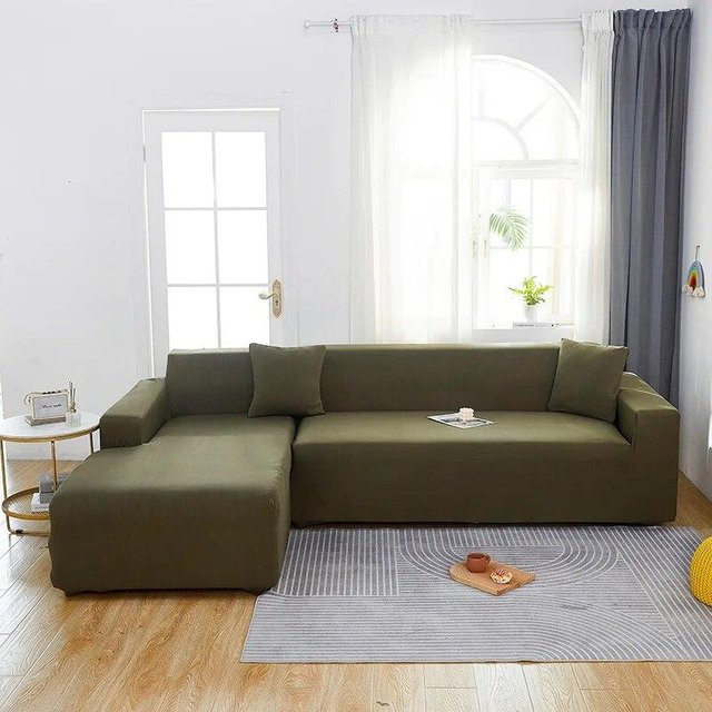 Elastischer Sofabezug von Your Warm Home in Grün, moderner Spandex-Couchbezug aus Polyester und Elasthan, Breite: 190-230 cm - Bild 1