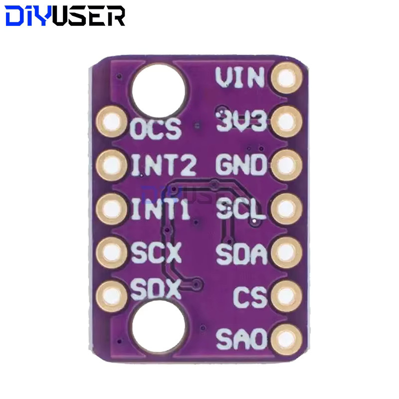 DIYUSER BMI160 GY-BMI160 6-Achsen-Sensormodul mit Schwerkraft-Beschleunigungsmesser und Gyroskop, IIC I2C SPI, 3–5 V, Lila - Bild 2