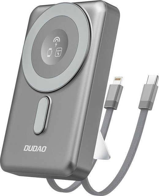 Dudao K29 Externer Wireless-Akku mit 10000mAh, 20W PD und QI-Technologie, Grau, Anschlüsse: USB-C und Lightning - Bild 1