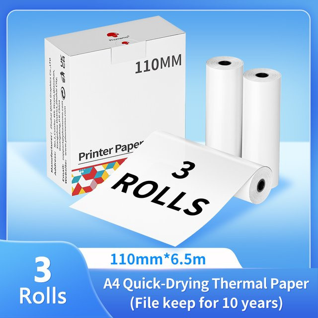 Phomemo Thermopapier Weiß für M08F M832 M834 M835 Drucker 110 mm Kontinuierliches Thermopapier - Bild 1