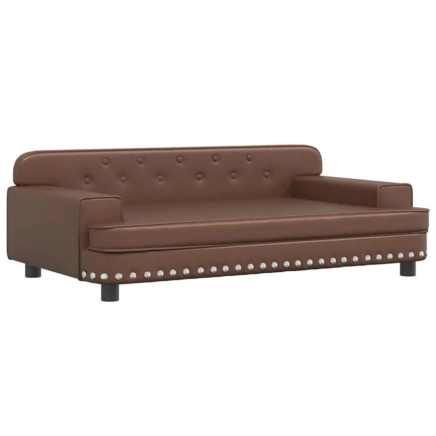 vidaXL Hundebett Sofa aus Kunstleder und Kiefernholz in Braun, B/T/H: 90 x 53 x 30 cm - Bild 2