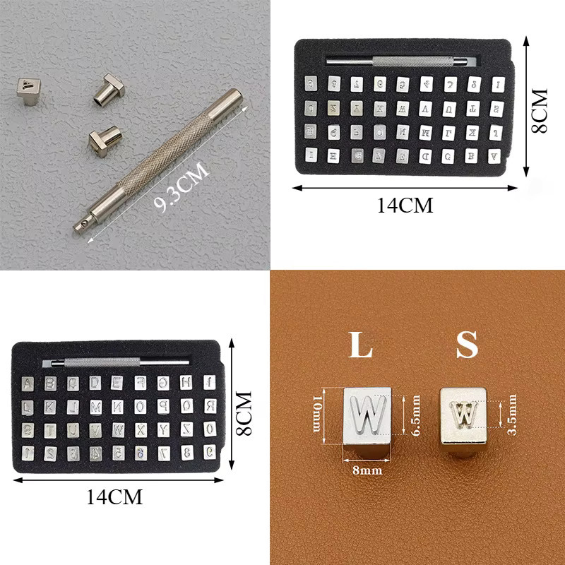 37-teiliges Metall Alphabet und Zahlen Stempel Set für Leder Gravur und DIY Prägung in Silber - Bild 4