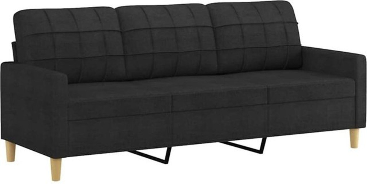 Vidaxl 3-Sitzer-Sofa Modern in Schwarz aus Stoff und Metall mit einer Breite von 180 cm - Bild 1