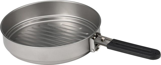 Ultraleichte Titan-Bratpfanne mit klappbarem Griff in Silber für Outdoor-Kochen, Camping und Wandern, 1100 ml - Bild 1